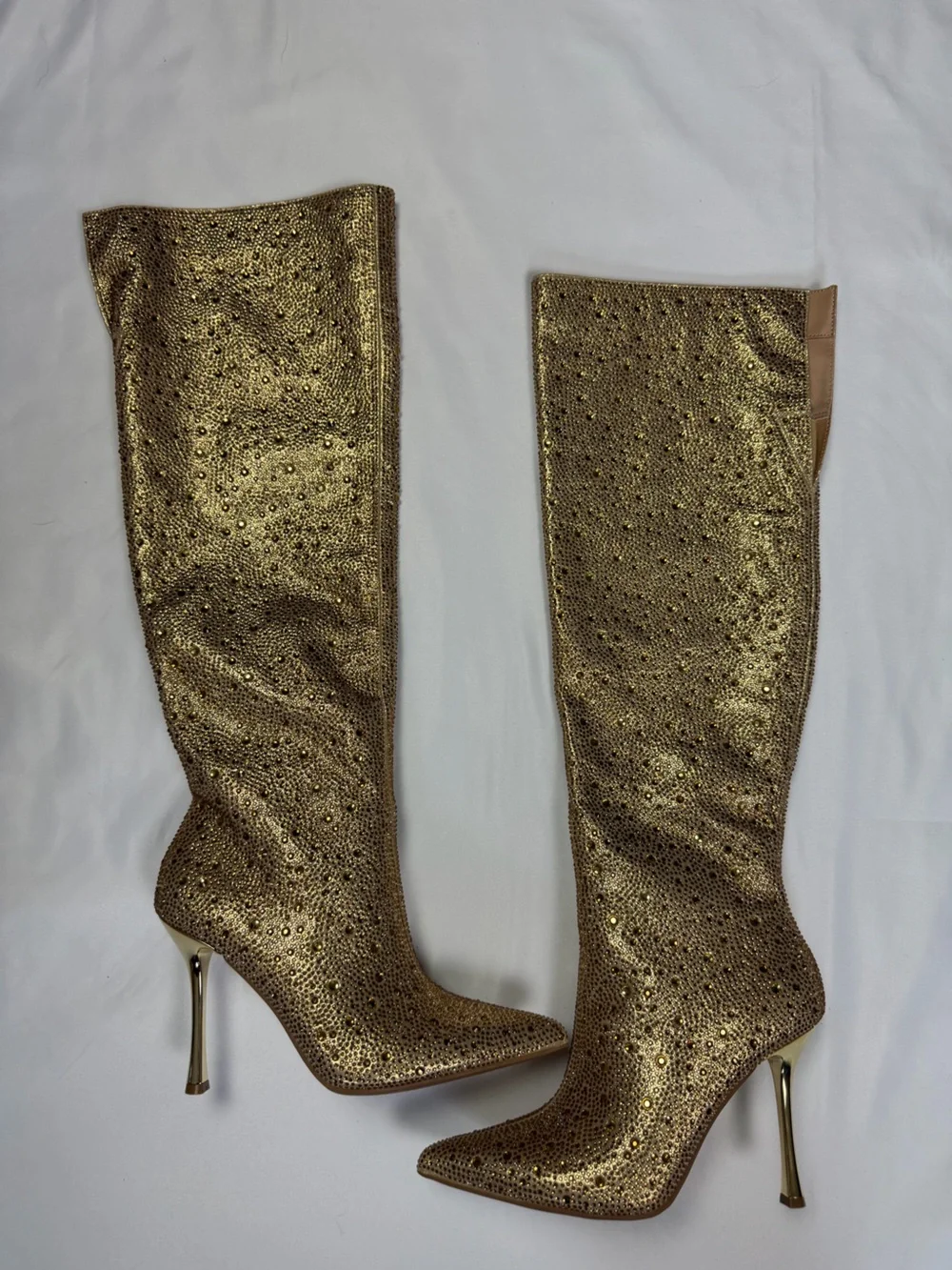 INC Saveria International Concepts Metallic Gold Over-the-Knee Stiletto Boots